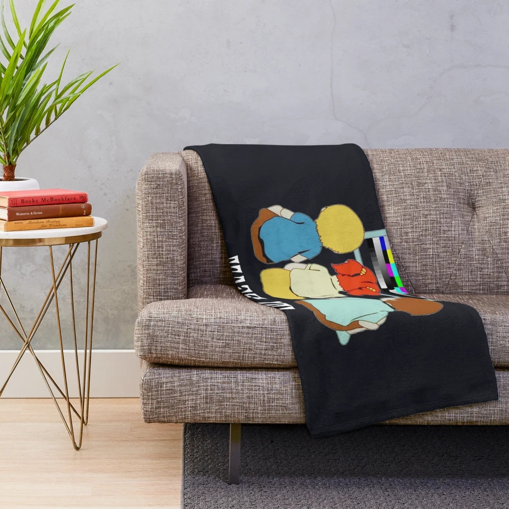 Cozy 80s plush blanket with retro design