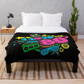 Retro 80s plush blanket with vibrant throwback pattern