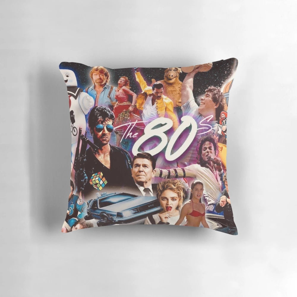 80s pop culture pillow with retro, vaporwave-inspired design