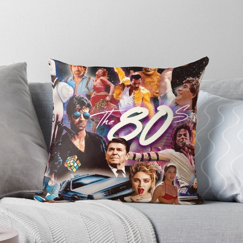 80s pop culture pillow with retro, vaporwave-inspired design