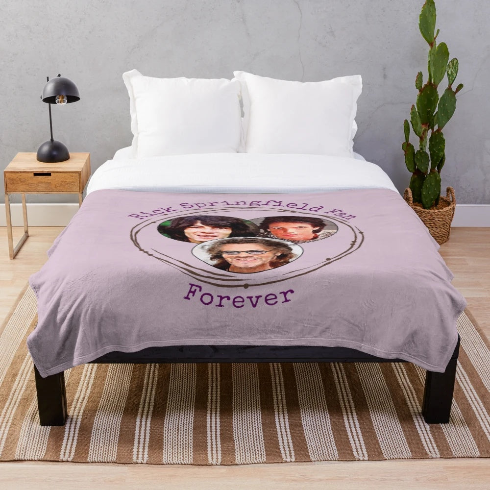 Plush blanket featuring 80s pop star and rocker Rick Springfield