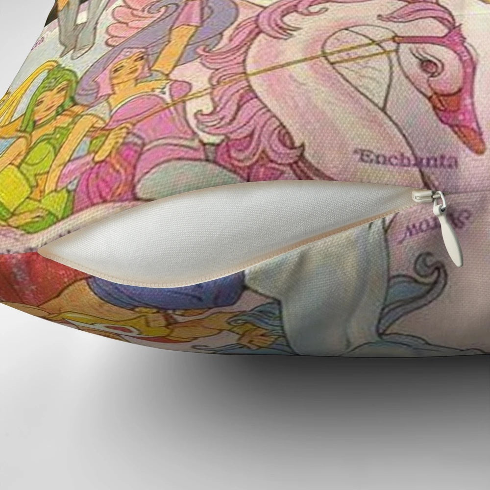 Colorful illustration of She-Ra, the Princess of Power, on a plush throw pillow