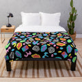 Retro 80s Starcourt Mall plush blanket with abstract neon design