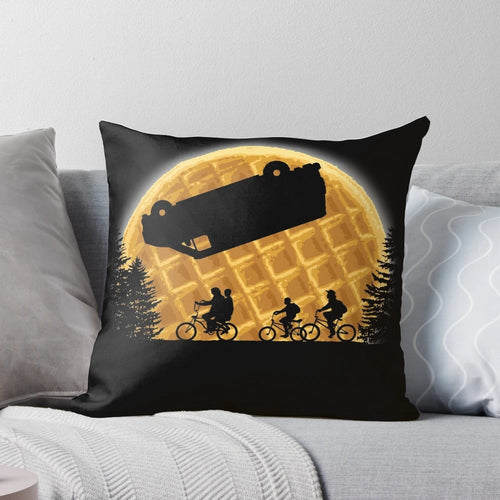 "Retro 80s Stranger Things Upside Down Moon Pillow"
