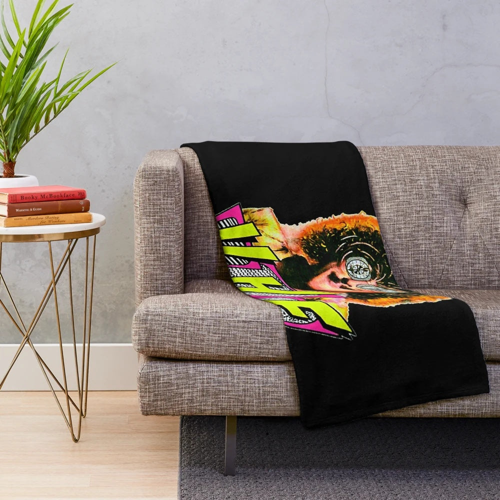Retro 80s Weird Al Yankovic plush blanket with pop art design