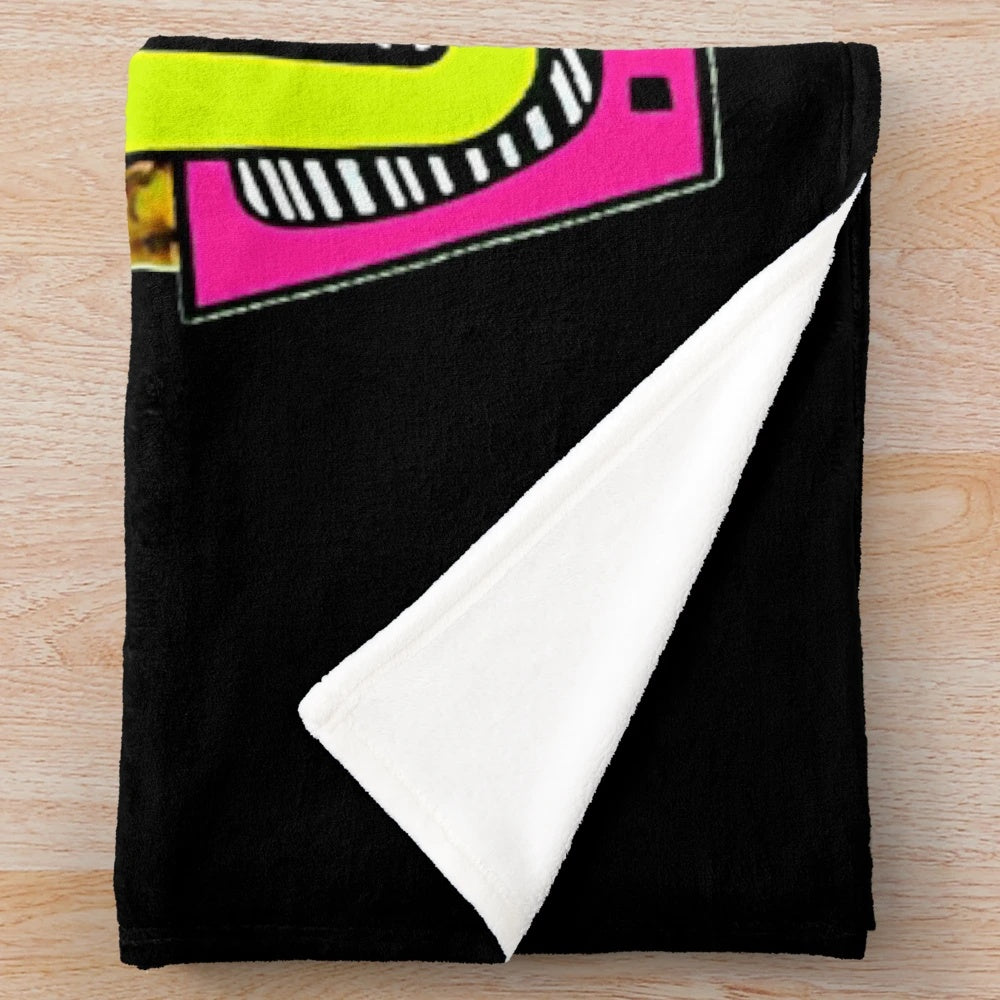 Retro 80s Weird Al Yankovic plush blanket with pop art design