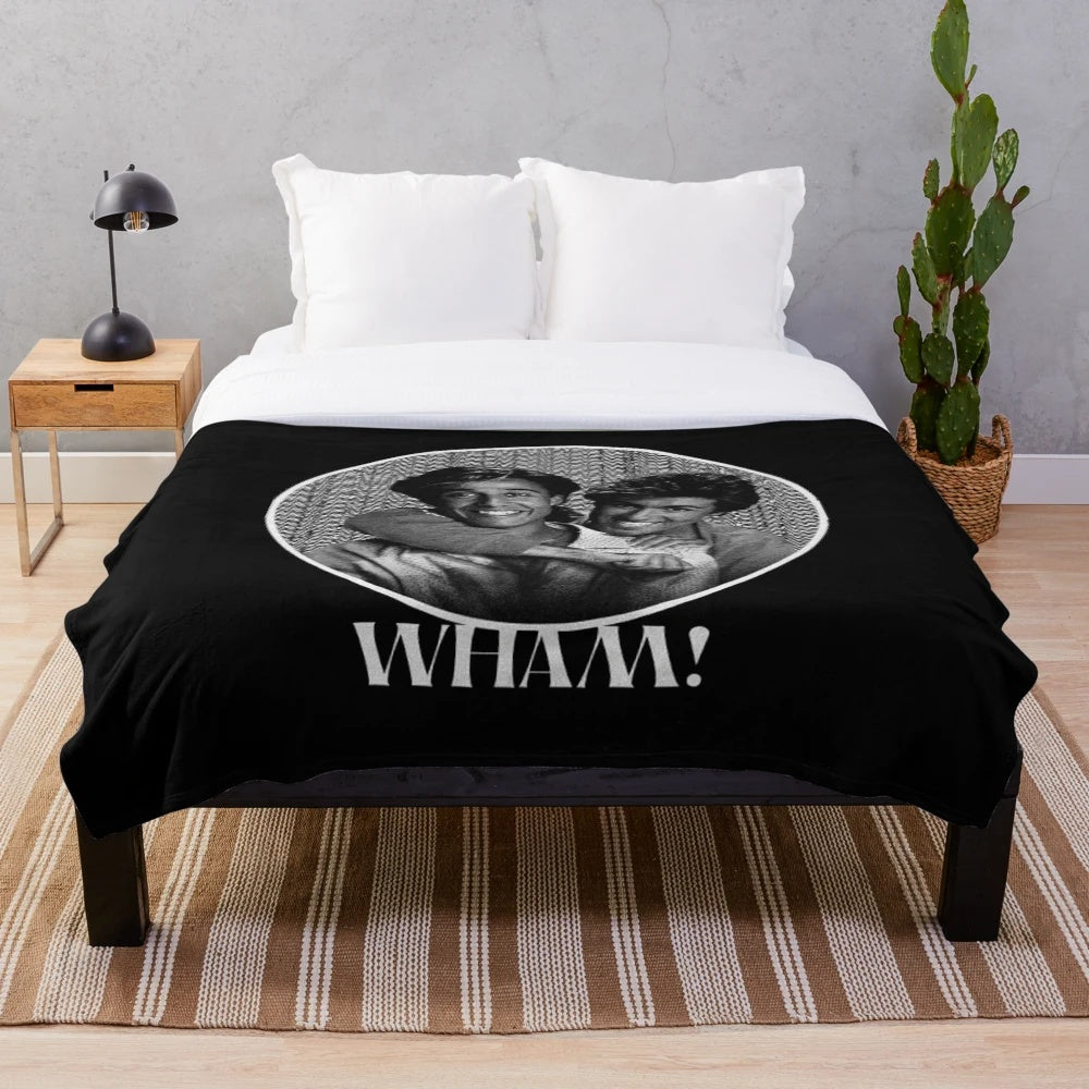 Vintage-inspired WHAM! plush blanket featuring the iconic album cover design