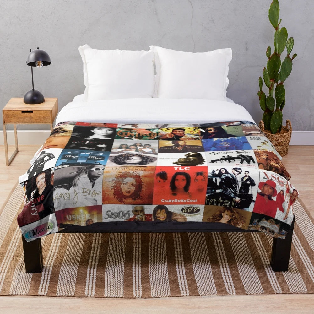 Plush blanket featuring a collage of 90s and 2000s R&B artists