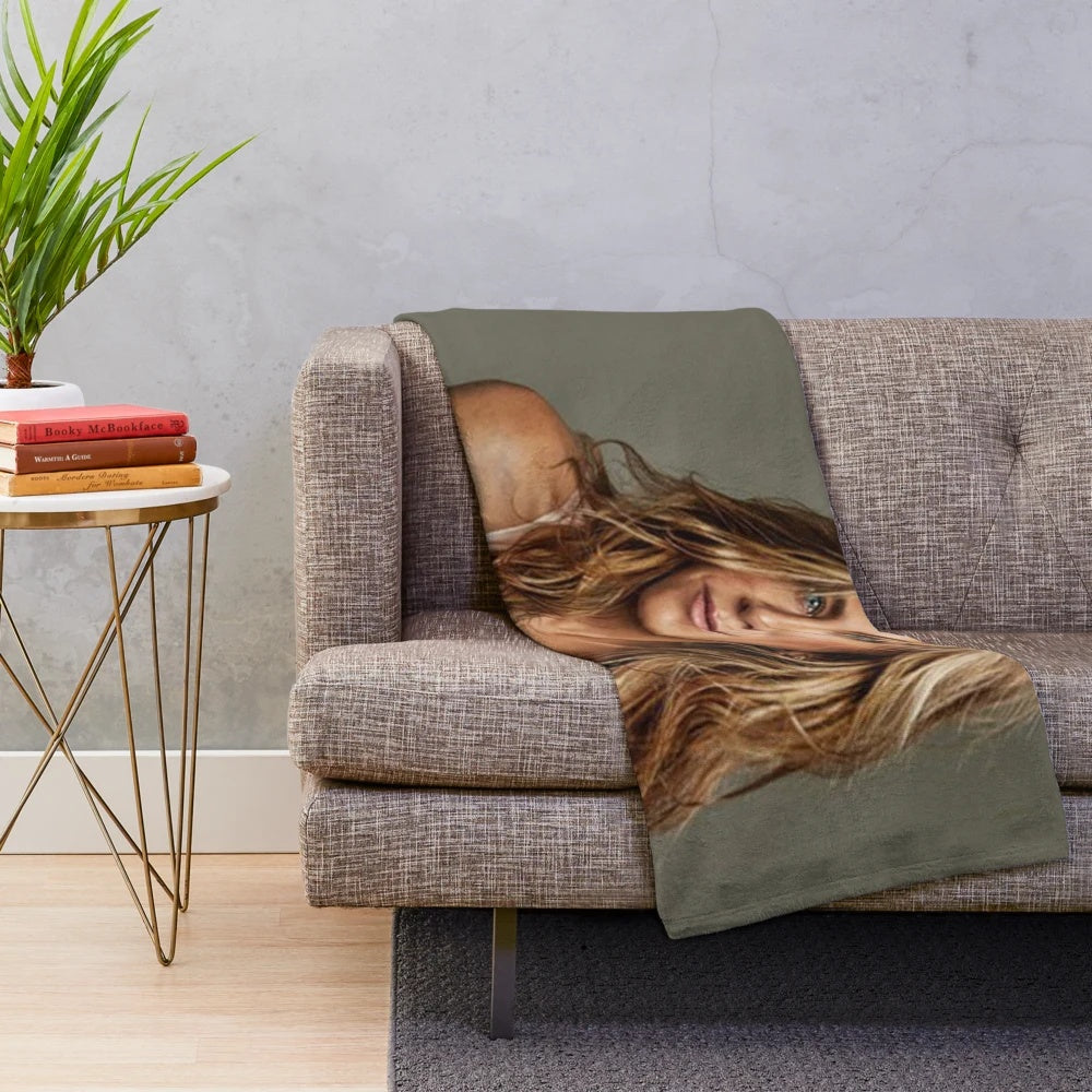 Retro 90s aesthetic plush blanket with colorful movie and TV inspired design