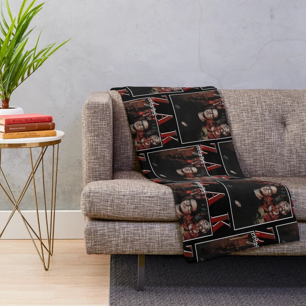 Retro 90's inspired plush blanket featuring Zak Bagans design