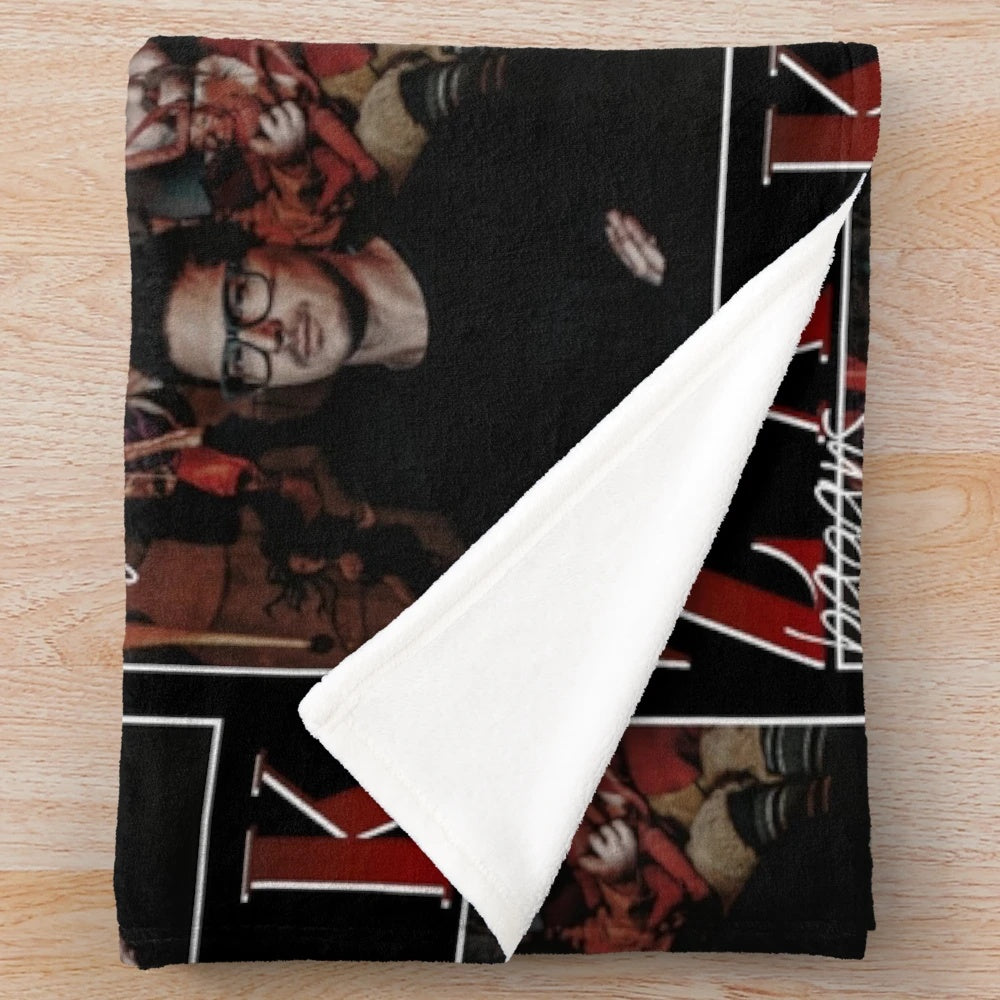 Retro 90's inspired plush blanket featuring Zak Bagans design