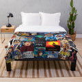 Retro 90s movie poster themed plush blanket