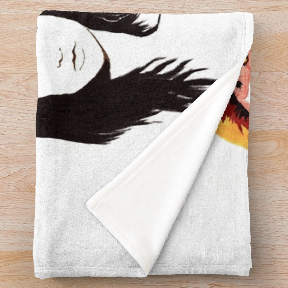 Cozy 90s-inspired plush blanket featuring a retro pop star design