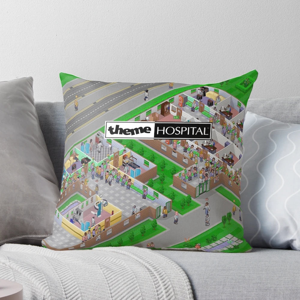 Plush theme hospital pillow featuring retro 90s gaming graphics
