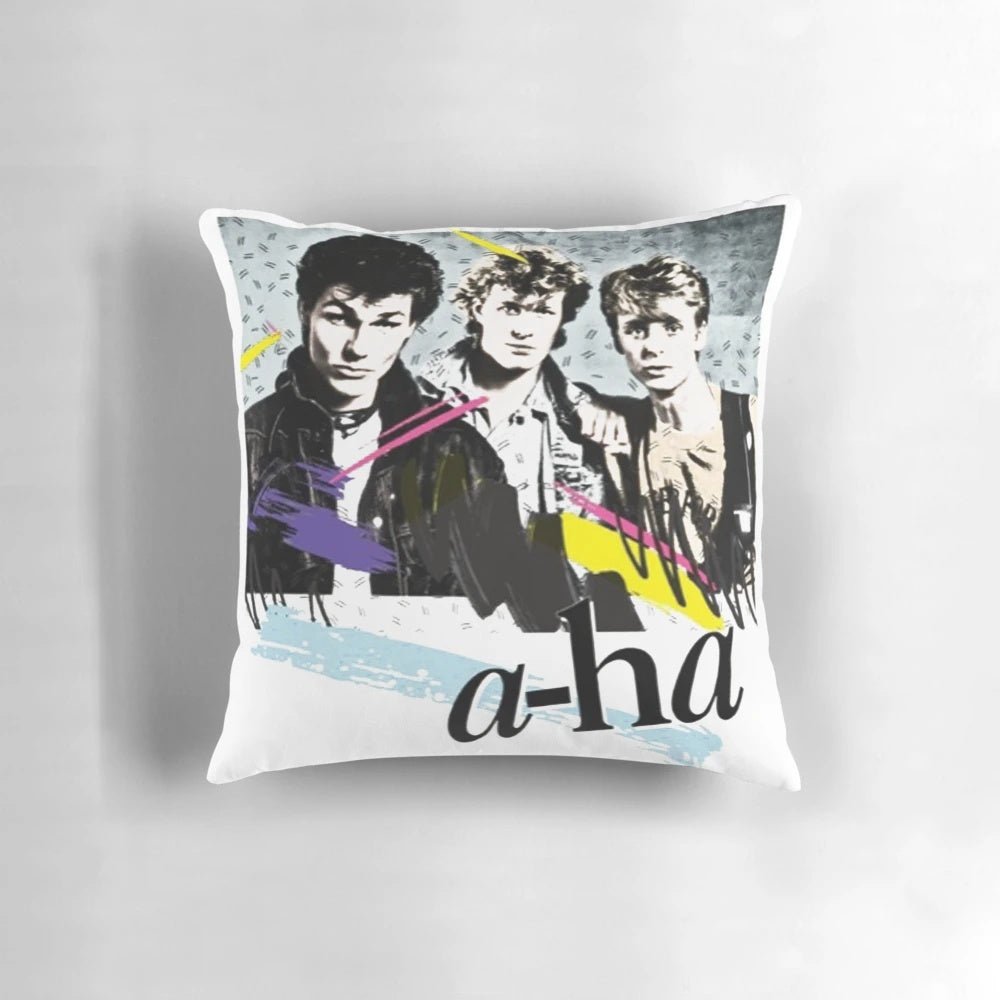 Vintage A-ha band pillow featuring the iconic 80s pop group