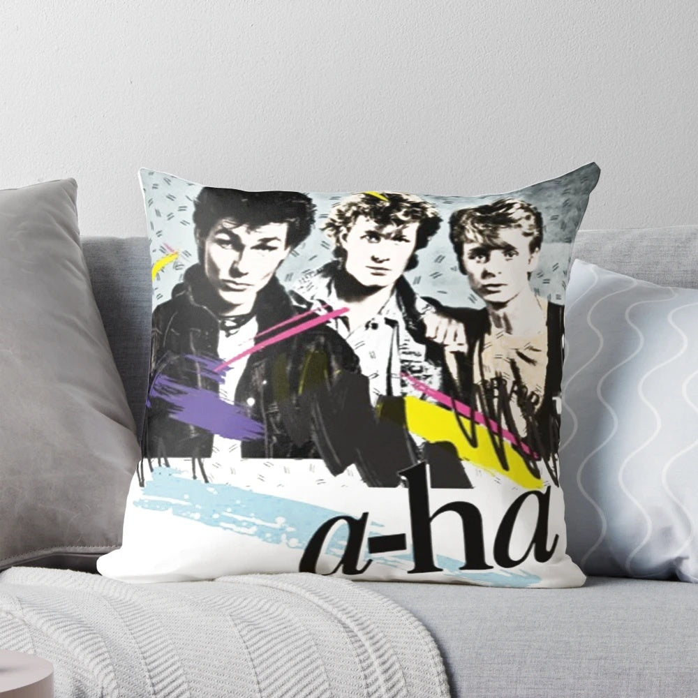 Vintage A-ha band pillow featuring the iconic 80s pop group