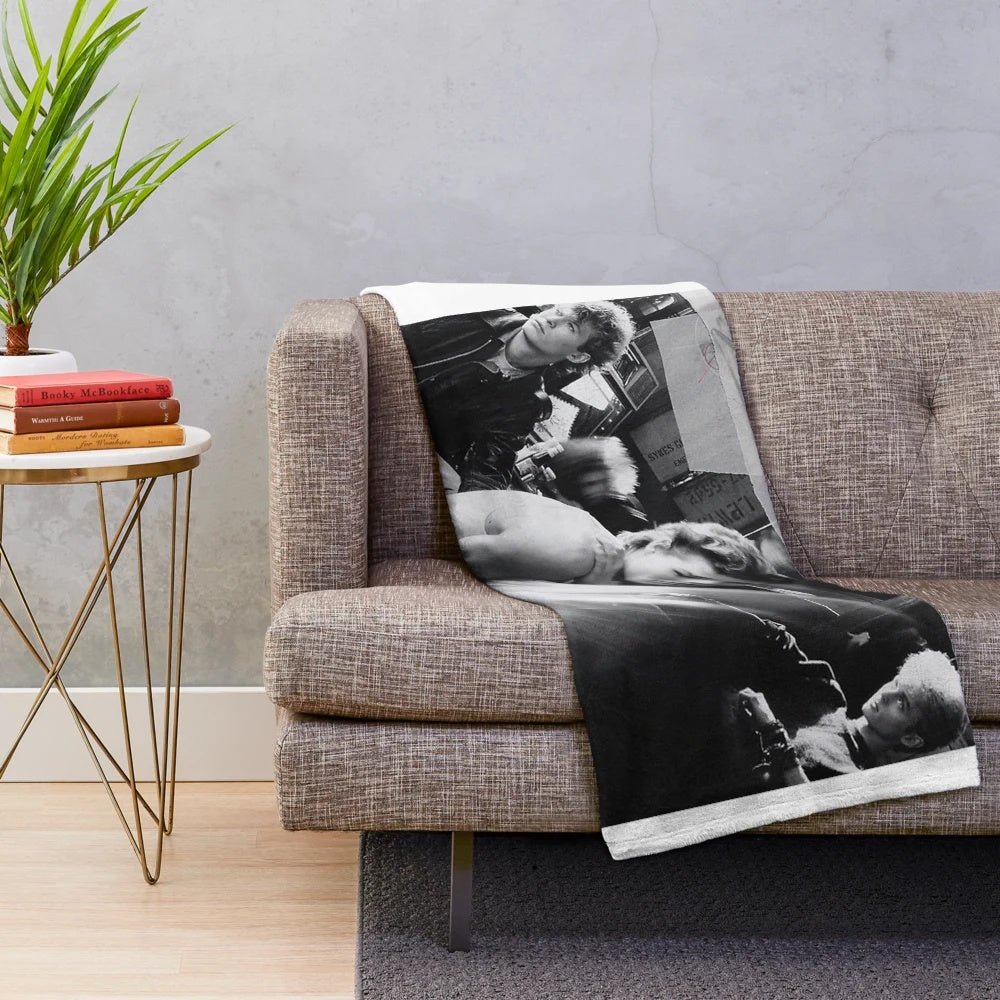 Soft and cozy plush blanket featuring the iconic A-ha band and 'Hunting High and Low' album art