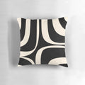 Retro abstract minimalist pattern black and cream throw pillow for modern, mid-century decor