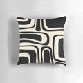 Retro abstract pattern black and cream midcentury modern decorative throw pillow