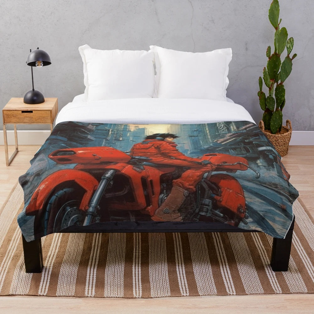 Akira-inspired plush blanket featuring iconic anime and manga imagery