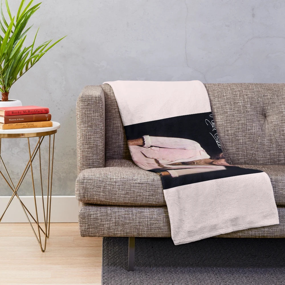 Retro-style Andy Gibb inspired plush blanket with bee gees imagery