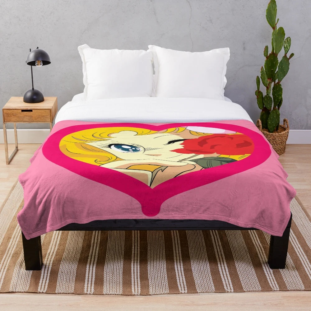 Candy Candy Heart Anime-Style Plush Blanket