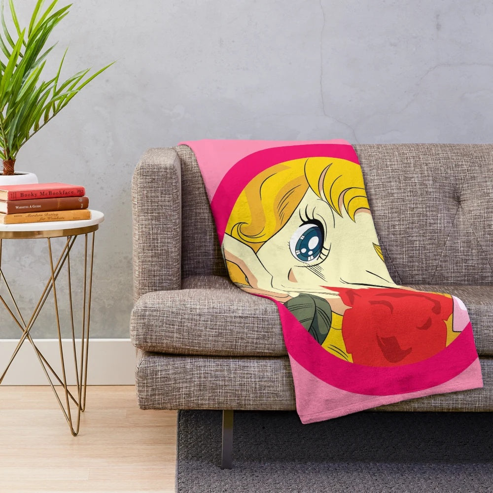 Candy Candy Heart Anime-Style Plush Blanket