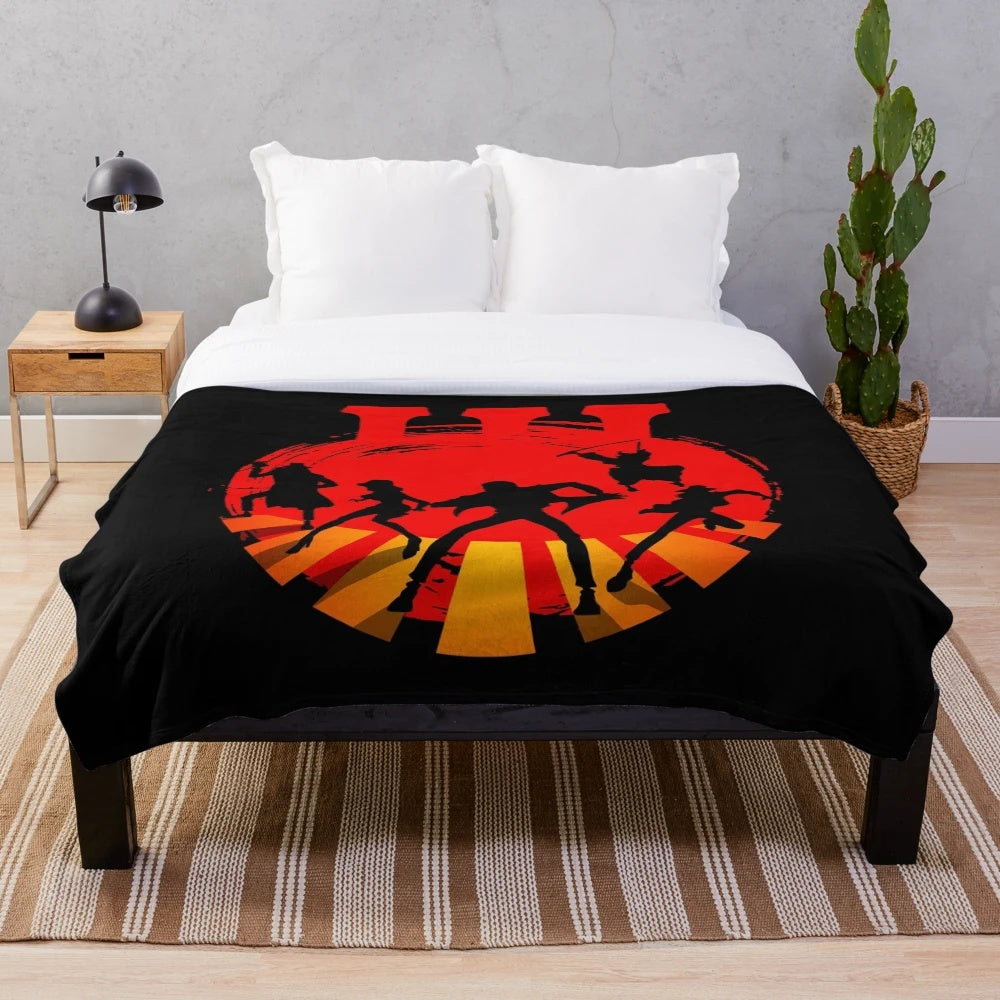 Lupin III-themed plush blanket in retro anime style