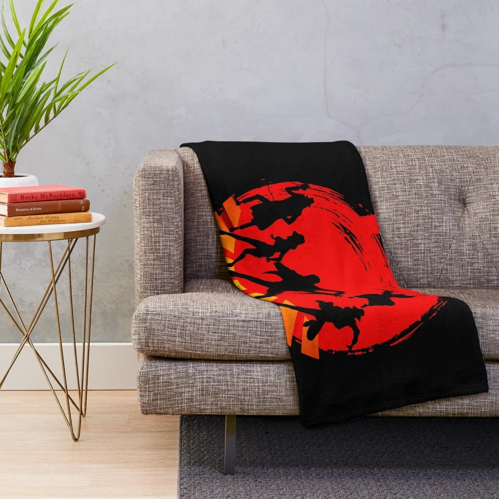 Lupin III-themed plush blanket in retro anime style