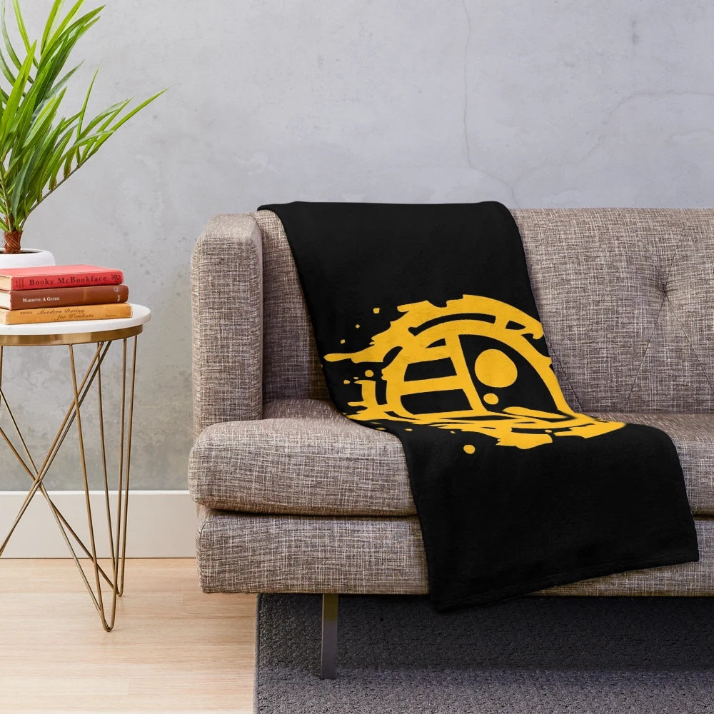 Vintage retro anime-style plush blanket featuring Trafalgar Law character