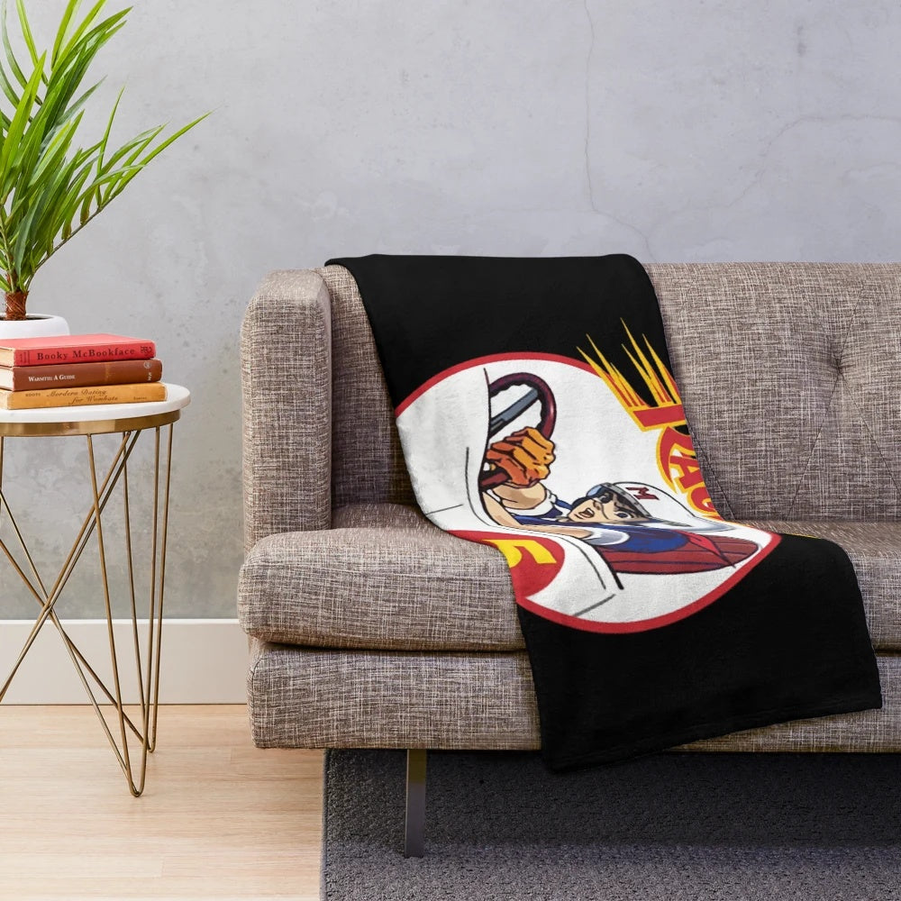 Soft and cozy plush blanket featuring the iconic Speed Racer character