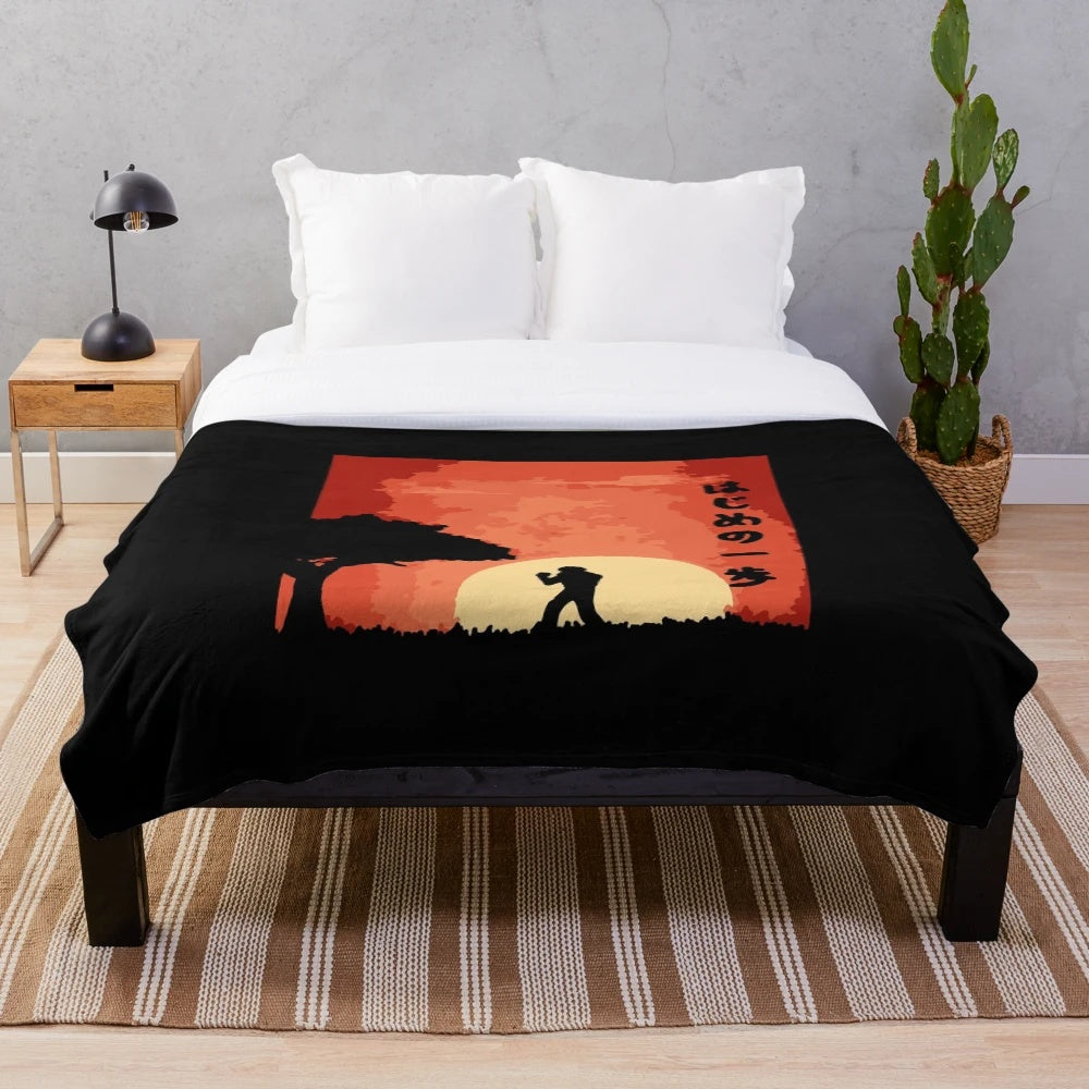 Retro-style plush blanket featuring Hajime no Ippo anime characters and boxing motifs