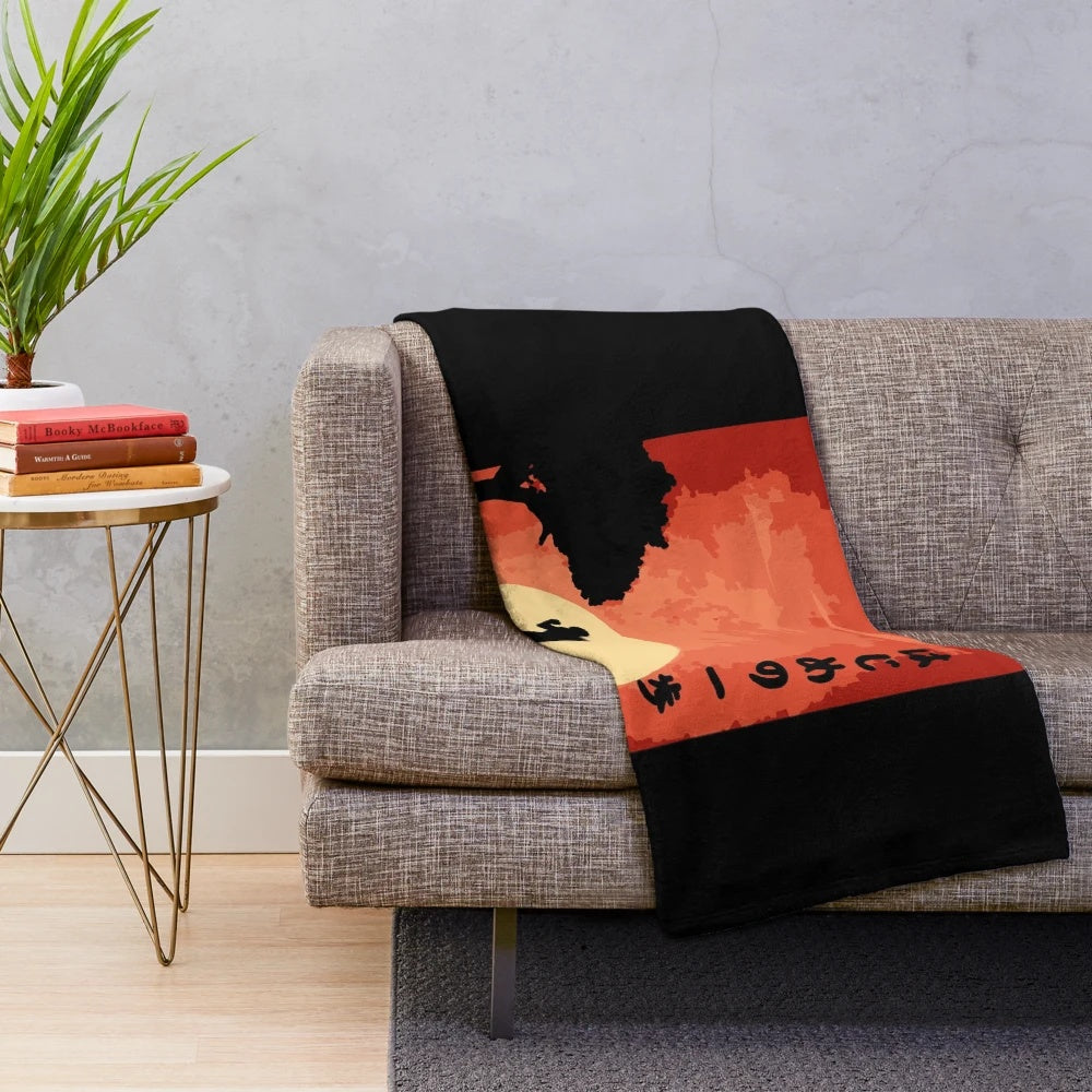 Retro-style plush blanket featuring Hajime no Ippo anime characters and boxing motifs