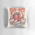 Retro-style anime-inspired pillow featuring a takoyaki-themed kaiju creature with tentacles