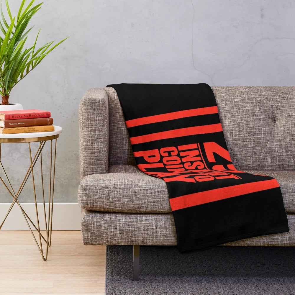 Insert Coin Plush Blanket with Retro Arcade and Gaming Motif