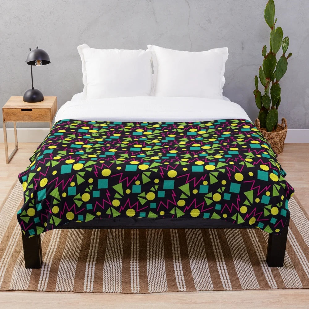 Plush blanket with a retro arcade-style carpet pattern, perfect for 90s gaming fans