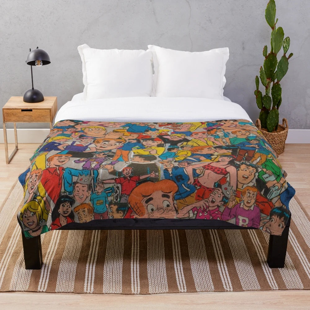 Archie Comics Collage Plush Blanket with Vintage Cartoon Characters
