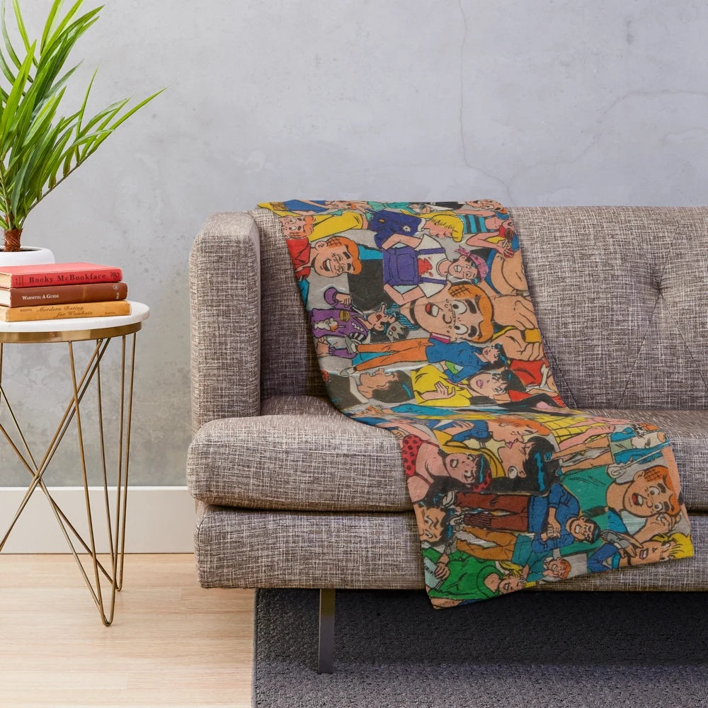Archie Comics Collage Plush Blanket with Vintage Cartoon Characters