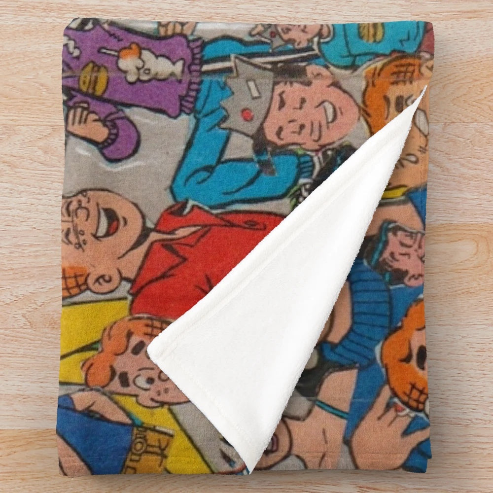 Archie Comics Collage Plush Blanket with Vintage Cartoon Characters