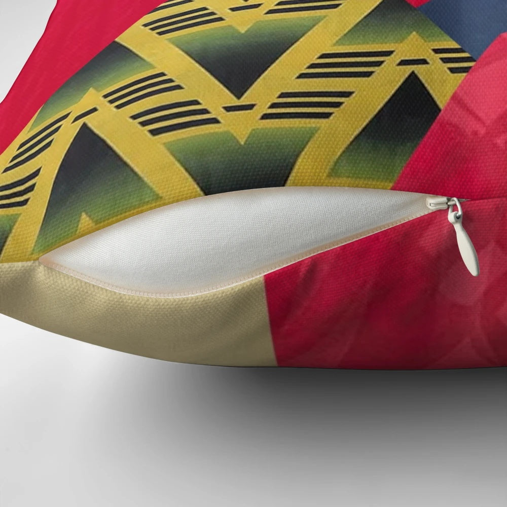 Retro Arsenal Memorabilia Pillow featuring the iconic Bruised Banana and Invincibles designs
