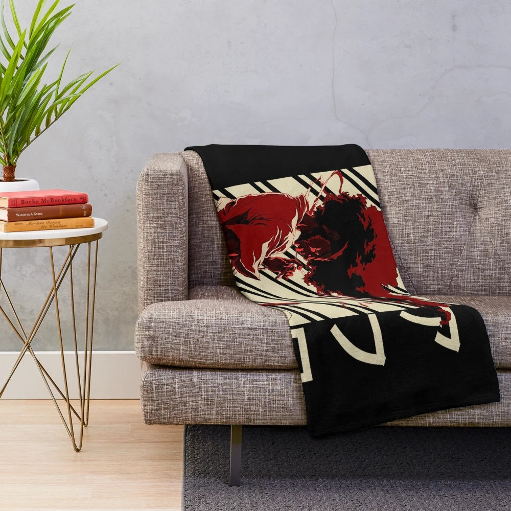 Retro art plush blanket with afro inspired vintage design