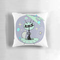 Retro atomic black cat cosmic martian decorative throw pillow