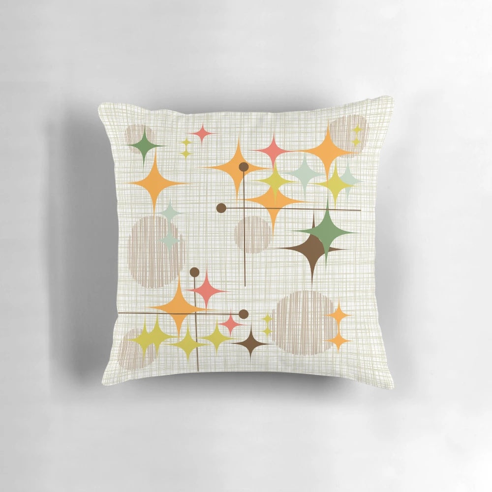 Eames Era Inspired Decorative Throw Pillow with Atomic-Inspired Abstract Design