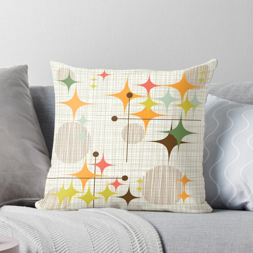 Eames Era Inspired Decorative Throw Pillow with Atomic-Inspired Abstract Design