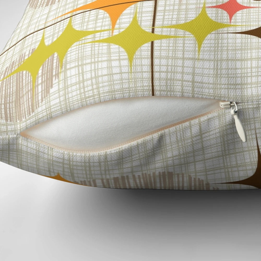Eames Era Inspired Decorative Throw Pillow with Atomic-Inspired Abstract Design