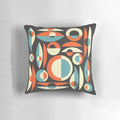 Vibrant retro-style Pisces throw pillow with abstract atomic-inspired design