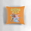 Colorful retro-style pillow featuring the beloved Banana Splits characters - Drooper, Fleegle, Bingo, and Snorky.