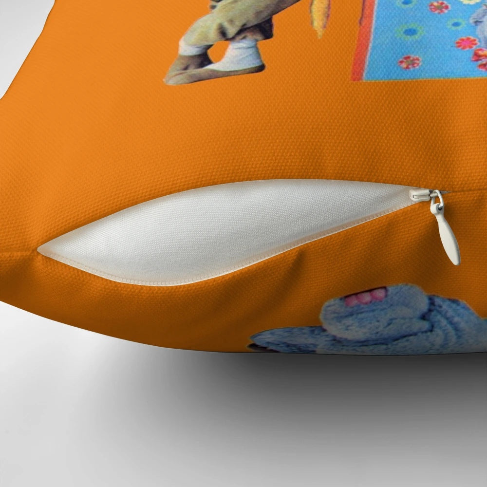 Colorful retro-style pillow featuring the beloved Banana Splits characters - Drooper, Fleegle, Bingo, and Snorky.