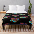 Plush blanket featuring retro band logos for classic rock music fans
