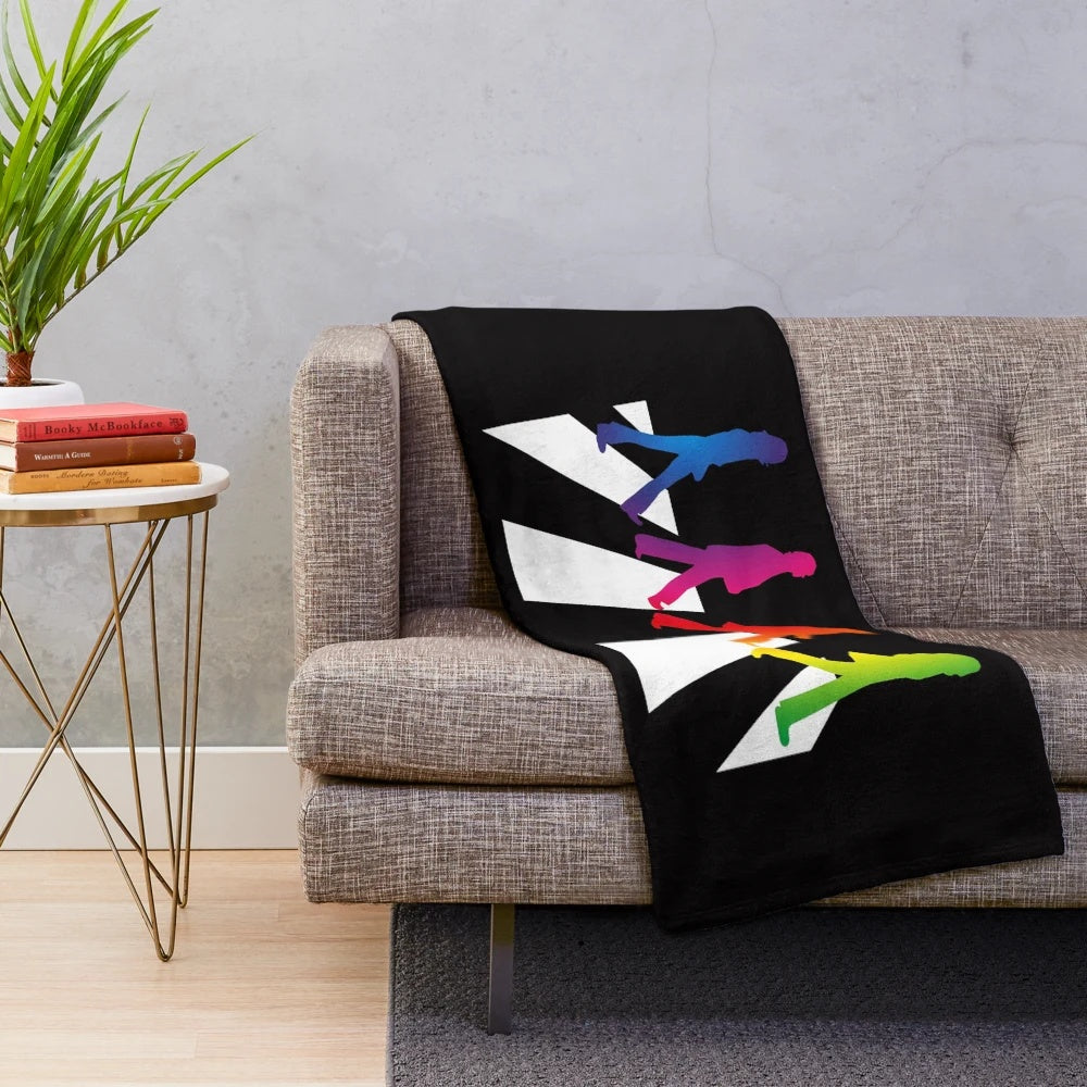 Retro beatles plush blanket with band members and iconic imagery